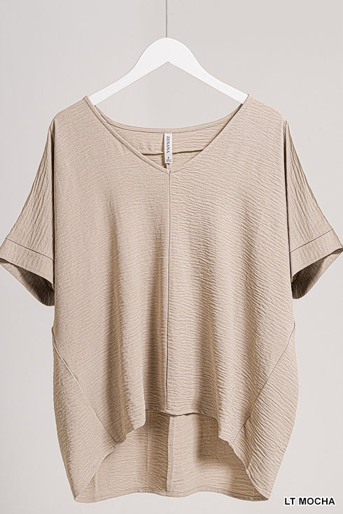 V-NECK DOLMAN SHORT SLEEVE TOP